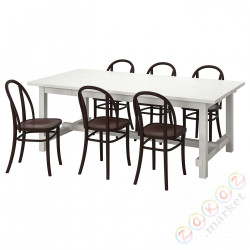 ⭐NORDVIKEN / SKOGSBO⭐Таблица и 6 стулья, белый/темно коричневый, 210/289 cm⭐ИКЕА-29515107