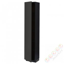 ⭐METOD⭐Высокий шкаф/полки, черный/Nickebo матантрацит, 40x37x200 cm⭐ИКЕА-99497529