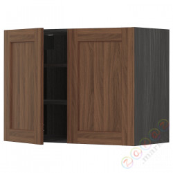 ⭐METOD⭐Навесной шкаф с полками/2 дверь, черныйEnköping/коричневый орех, 80x60 cm⭐ИКЕА-29476479