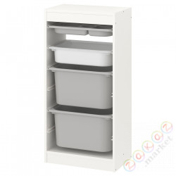 ⭐TROFAST⭐Книжный шкаф с контейнерами/taca, белый Серый/белый, 46x30x94 cm⭐ИКЕА-29478379