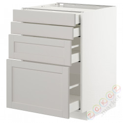 ⭐METOD / MAXIMERA⭐Бывший 4 пт/4шу, белый/Lerhyttan светло-серый, 60x60 cm⭐ИКЕА-59274413