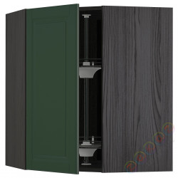 ⭐METOD⭐Шкаф навесной угловой с каруселью, черный/Bodbyn темно-зеленый68x80 cm⭐ИКЕА-39313397