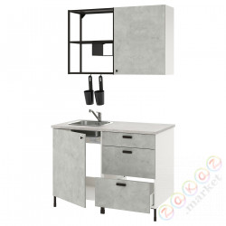 ⭐ENHET⭐Кухня, антрацит/имитация бетона, 123x63.5x222 cm⭐ИКЕА-49337232