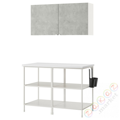 ⭐ENHET⭐Книжный шкаф, белый/имитация бетона, 123x63.5x207 cm⭐ИКЕА-09331562