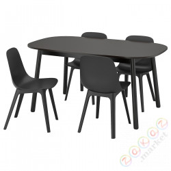 ⭐VEDBO / ODGER⭐Таблица и 4 стулья, черный/антрацит160x95 cm⭐ИКЕА-39305043
