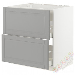 ⭐METOD / MAXIMERA⭐Постоянный шкаф/капюшон zint. с ящиками, белый/Bodbyn Серый, 80x60 cm⭐ИКЕА-79335646