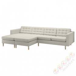 ⭐LANDSKRONA⭐Диван 4 пассажир с шезлонгом, Gunnared бежевый/дерево⭐ИКЕА-49554292