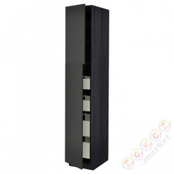 ⭐METOD / MAXIMERA⭐Шкаф, высота 2дверь/4лопата, черный/Nickebo матантрацит, 40x60x220 cm⭐ИКЕА-19498410