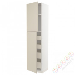 ⭐METOD / MAXIMERA⭐Шкаф, высота 2дверь/4лопата, белый/Havstorp бежевый, 60x60x240 cm⭐ИКЕА-09458565