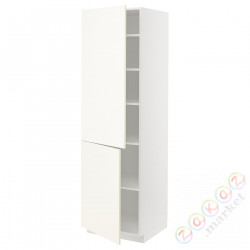 ⭐METOD⭐Высокий шкаф с полками/2Drz, белый/Vallstena белый, 60x60x200 cm⭐ИКЕА-59507318