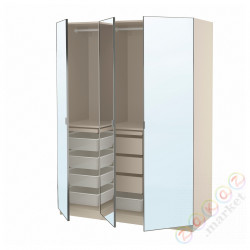 ⭐PAX / AHEIM⭐Комбинация шкафов, серо-бежевый/зеркало, 150x60x201 cm⭐ИКЕА-49562249