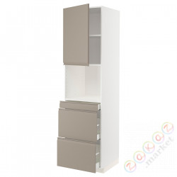 ⭐METOD / MAXIMERA⭐Обувь для микрокомбо дверь/3шу, белый/Upplöv матciemnoбежевый, 60x60x220 cm⭐ИКЕА-99492126