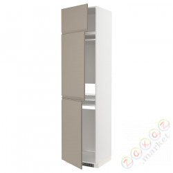 ⭐METOD⭐Ледяной шкаф высокий/замораживание/3Drz, белый/Upplöv матciemnoбежевый, 60x60x240 cm⭐ИКЕА-89492424