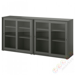 ⭐VIHALS⭐Книжный шкаф/стаканане дверь, темно-серый/Чистое стекло, 190x37x90 cm⭐ИКЕА-09521208