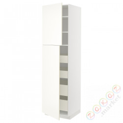 ⭐METOD / MAXIMERA⭐Шкаф, высота 2дверь/4лопата, белый/Vallstena белый, 60x60x220 cm⭐ИКЕА-09507434