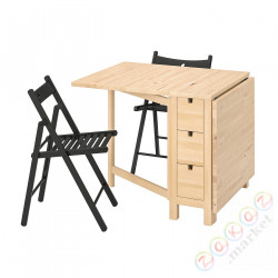 ⭐NORDEN / TERJE⭐Таблица и 2 складные стулья, береза/черный, 26/89/152 cm⭐ИКЕА-79442552