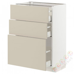 ⭐METOD / MAXIMERA⭐Напольный шкаф с 3 ящики, белый/Havstorp бежевый, 60x37 cm⭐ИКЕА-89426740