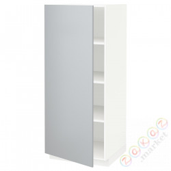 ⭐METOD⭐Высокий шкаф/полки, белый/Veddinge Серый, 60x60x140 cm⭐ИКЕА-69458609