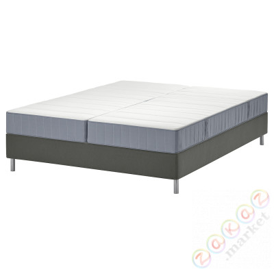 ⭐LYNGOR⭐Континентальная кровать, Vesteröy жесткий/средняя твердость/светло-синий темно-серый, 160x200 cm⭐ИКЕА-19553072