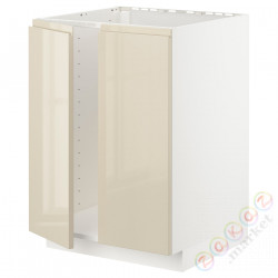 ⭐METOD⭐Шшш раковина/2 Drz, белый/Voxtorpглянцевый светло-бежевый, 60x60 cm⭐ИКЕА-89465901