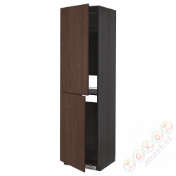 ⭐METOD⭐Шкаф, высокий лед/проживающий, черный/Sinarp коричневый, 60x60x220 cm⭐ИКЕА-09405497