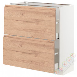 ⭐METOD / MAXIMERA⭐Напольный шкаф с 2 ящики, белый/Voxtorpподражание. дуб, 80x37 cm⭐ИКЕА-29403341