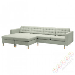 ⭐LANDSKRONA⭐Диван 4 пассажир с шезлонгом, Gunnared светло-зеленый/дерево⭐ИКЕА-79554304