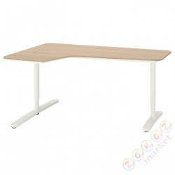 ⭐BEKANT⭐Угловой стол, слева, дубовый шпон, беленый/белый, 160x110 cm⭐ИКЕА-19282839