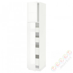 ⭐METOD / MAXIMERA⭐Шкаф, высота 2дверь/4лопата, белый/Рингхульт белый, 40x60x200 cm⭐ИКЕА-99456901