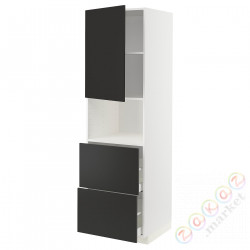 ⭐METOD / MAXIMERA⭐В шкафу для микрофона дверь/2 ящики, белый/Nickebo матантрацит, 60x60x200 cm⭐ИКЕА-69498733