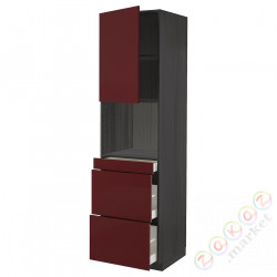 ⭐METOD / MAXIMERA⭐Обувь для микрокомбо дверь/3шу, черный калларп/темно-красно-коричневый блеск, 60x60x220 cm⭐ИКЕА-49454396