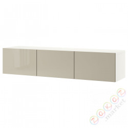 ⭐BESTA⭐Тумба под ТВ с дверь, белый/Selsviken глянцевый бежевый, 180x42x38 cm⭐ИКЕА-59330701