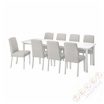 ⭐STRANDTORP / BERGMUND⭐Таблица и 8 стулья, белый/Orsta светло-серый, 150/205/260 cm⭐ИКЕА-19441094