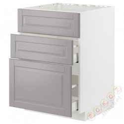 ⭐METOD / MAXIMERA⭐Постоянный шкаф/капюшон zint. с ящиками, белый/Bodbyn Серый, 60x60 cm⭐ИКЕА-09477597