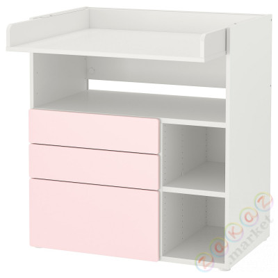 ⭐SMASTAD⭐Пеленальный столик, белый бледно-розовый/с3 ящики, 90x79x100 cm⭐ИКЕА-39392196