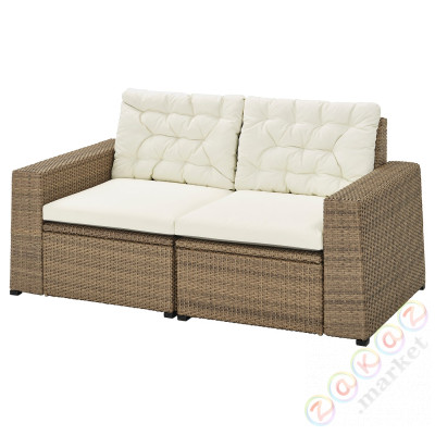 ⭐SOLLERON⭐2-пассажирский модульный диван, снаружи, коричневый/Kuddarna бежевый, 161x82x84 cm⭐ИКЕА-49303208