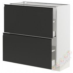 ⭐METOD / MAXIMERA⭐Напольный шкаф с 2 ящики, белый/Upplöv матантрацит, 80x37 cm⭐ИКЕА-89493876