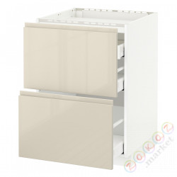 ⭐METOD / MAXIMERA⭐Старший полковник/2fr/3шу, белый/Voxtorpглянцевый светло-бежевый, 60x60 cm⭐ИКЕА-39143362