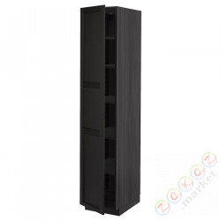 ⭐METOD⭐Высокий шкаф/полки, черный/Lerhyttan черный морилка, 40x60x200 cm⭐ИКЕА-69459449