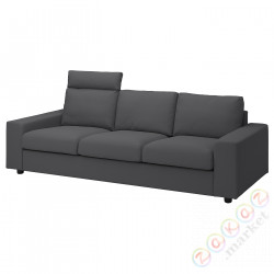 ⭐VIMLE⭐Чехол на диван3 человекowej, с подголовником сширокийmi связаныokietnikami/Халларп серый⭐ИКЕА-19425027