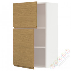 ⭐METOD⭐Навесной шкаф с полками/2 дверь, белый/Voxtorpподражание. дуб, 60x100 cm⭐ИКЕА-89538506