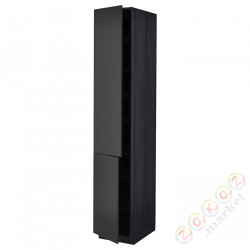 ⭐METOD⭐Высокий шкаф с полками/2Drz, черный/Nickebo матантрацит, 40x60x220 cm⭐ИКЕА-59498234