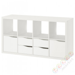 ⭐KALLAX⭐Книжный шкаф, с2 дверь с4 ящики/fala белый, 147x77 cm⭐ИКЕА-09552940