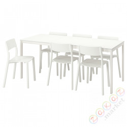 ⭐VANGSTA / JANINGE⭐Таблица и 6 стулья, белый/белый, 120/180 cm⭐ИКЕА-09483032