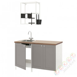 ⭐ENHET⭐Кухня, белый/серая рамка, 143x63.5x222 cm⭐ИКЕА-39485647