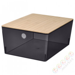 ⭐KUGGIS⭐Контейнер с крышкой, прозрачный черный/бамбук, 26x35x15 cm⭐ИКЕА-09561299