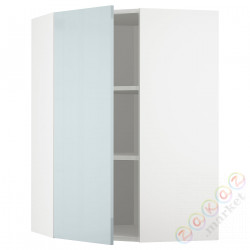 ⭐METOD⭐Навесной угловой шкаф с полками, белый/Kallarp jasnoсерый-синий, 68x100 cm⭐ИКЕА-19479355