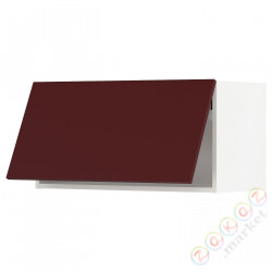 ⭐METOD⭐Шкаф навесной горизонтальный с кнопкой открывания, белый Kallarp/темно-красно-коричневый блеск, 80x40 cm⭐ИКЕА-49394449