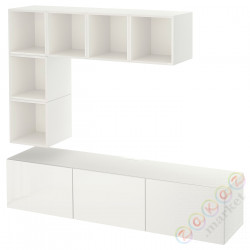 ⭐BESTA / EKET⭐Тумба под ТВ, белый/Selsviken gloss/белый, 180x42x185 cm⭐ИКЕА-69476825