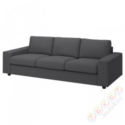 ⭐VIMLE⭐Чехол на диван3 человекowej, сширокийmi связаныokietnikami/Халларп серый⭐ИКЕА-39401228